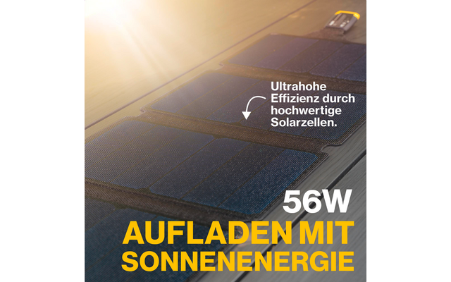 Batterij met tekst over vermogen en gebruik, zonnestralen op de achtergrond