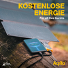 Zonnepaneel ligt op houten oppervlak, verbonden met een klein blauw apparaat