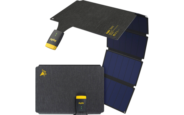 Zonnepaneel met opvouwbare modules en aangesloten controller