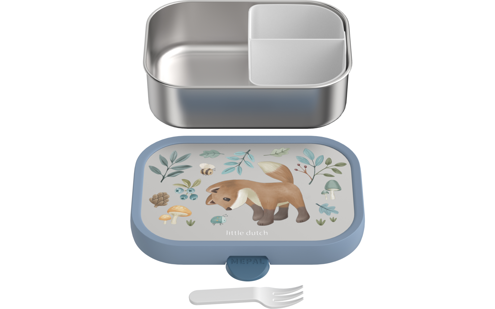 Produktbild Mepal Campus Brotdose Edelstahl mit Bento-Einsatz und Gabel 750 ml 1