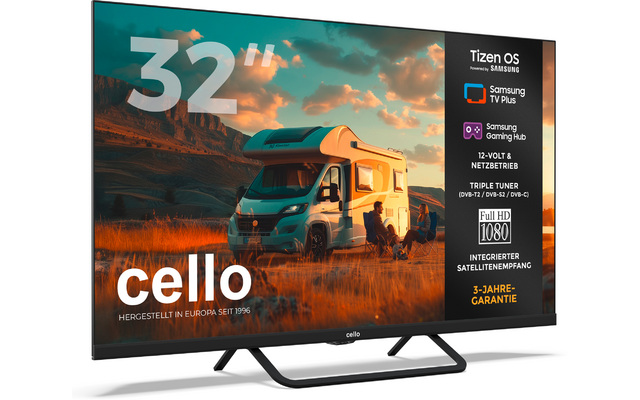 Product afbeelding Cello CTrav Smart Tizen OS Camping LED TV mit Triple Tuner, WLAN, Bluetooth, 12/24/230 V 1
