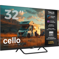 Televisor LED Cello CTrav-32TZ Smart con sistema operativo Tizen, ideal para acampada, con triple sintonizador, Wi-Fi, Bluetooth, 12/24/230 V, 32 pulgadas