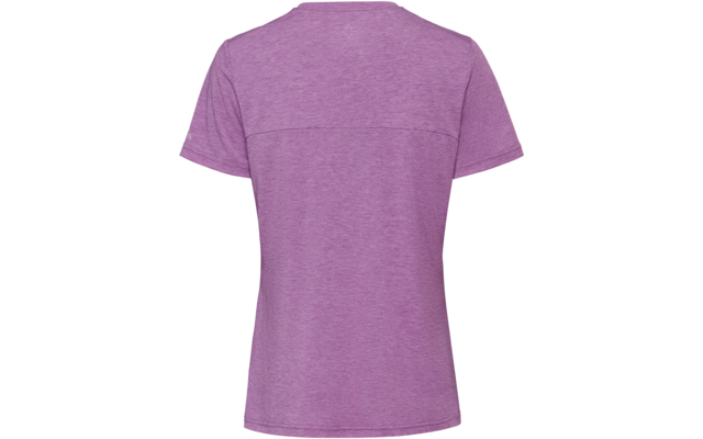 Violett-meliertes T‑Shirt, Rückansicht, kurze Ärmel, Rundhalsausschnitt, horizontale Rückennaht