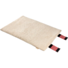 Beige Laptop-Hülle aus weichem Material mit zwei schwarzen und roten Laschen