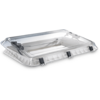 Couvercle rectangulaire en plastique transparent avec quatre clips noirs
