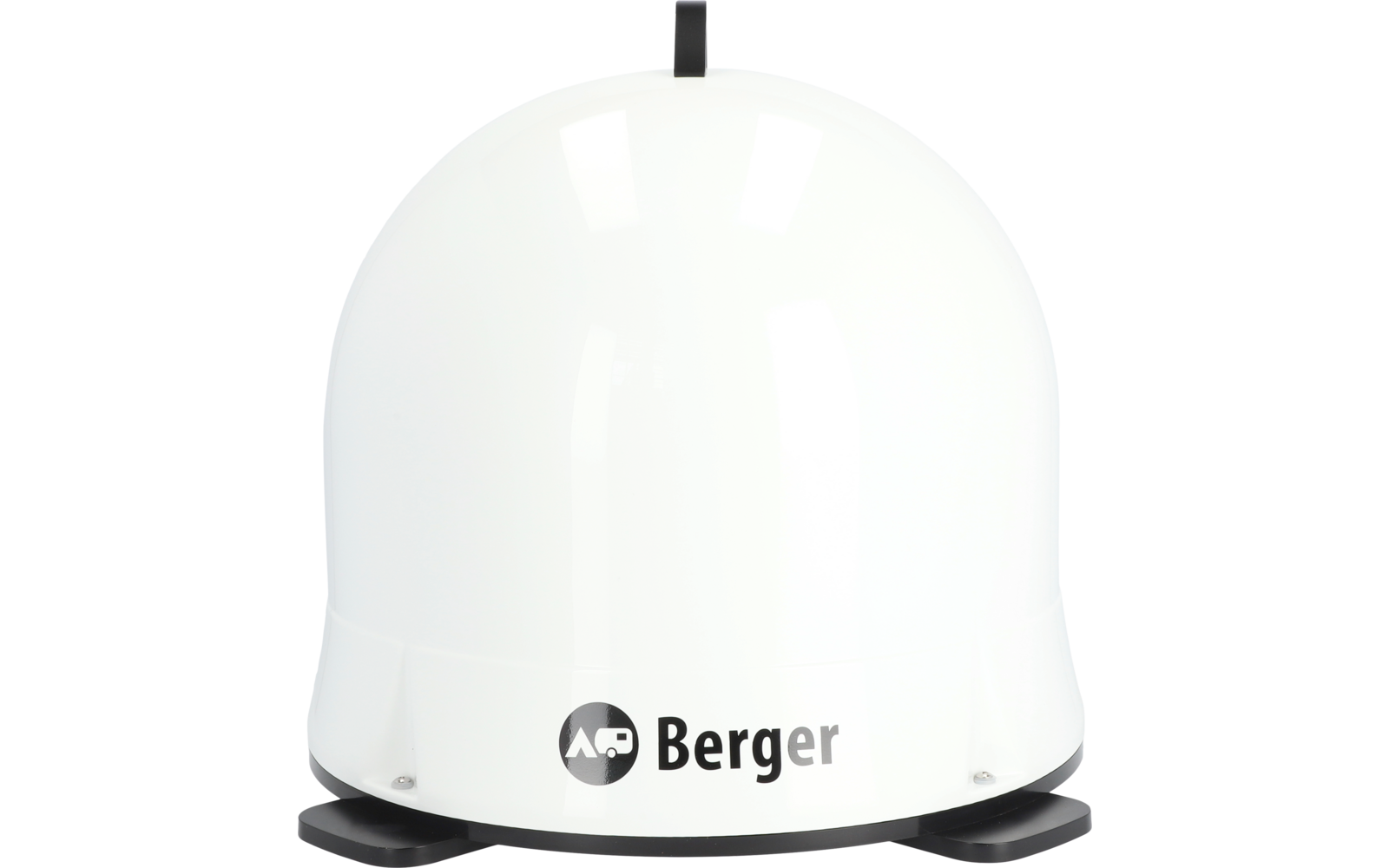 Weißes kuppelförmiges Gerät mit schwarzem Sockel und Berger-Logo vorne