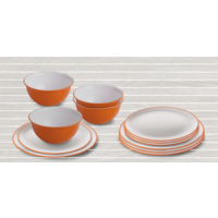 Omada servies met schaal 12 stuks oranje