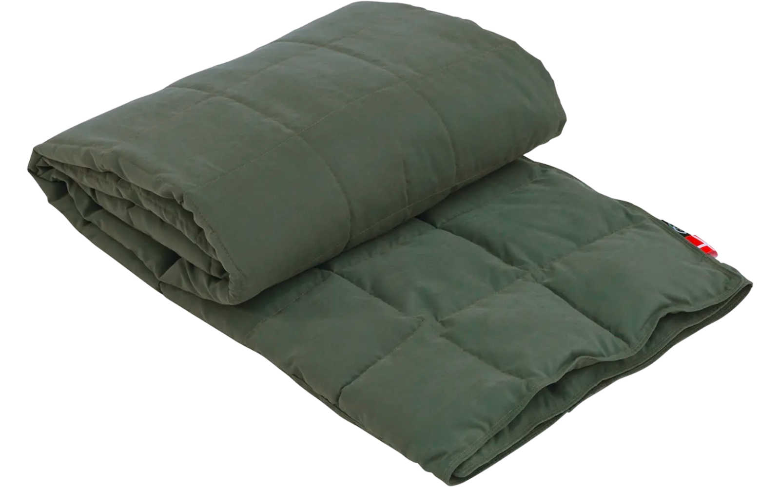 Groen opgevouwen verzwaarde deken op witte achtergrond