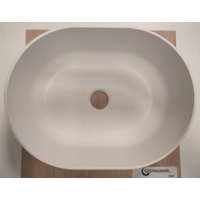Lavabo Castagnari semicircolare 35 x 26 cm, bianco opaco, in Ocritech, con scarico a pressione