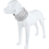 Weißer Hund aus Keramik mit einem grauen Halsband aus Stoff