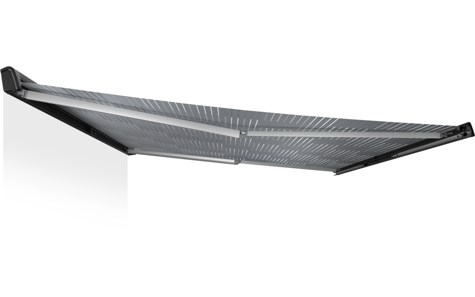 Un hamac noir plié avec cadre en métal sur fond blanc