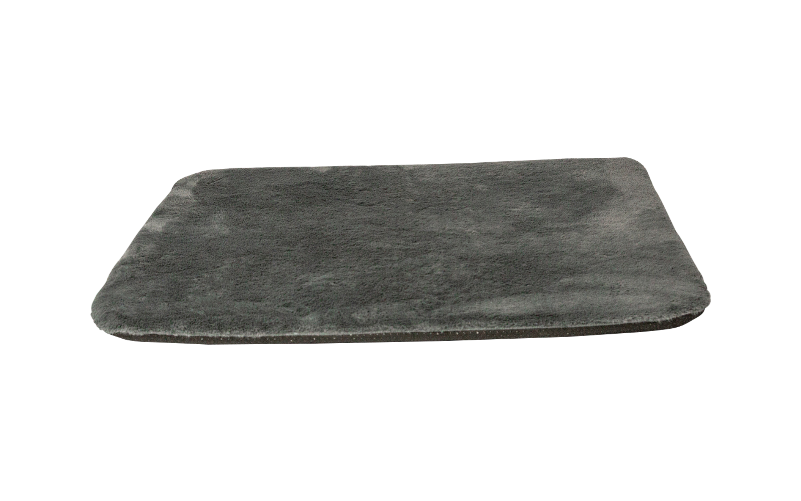 Tapis rectangulaire en peluche gris foncé sur fond blanc