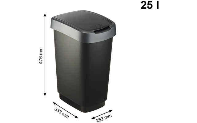 Image du produit Poubelle avec couvercle basculant et rabattable Twist Rotho 1