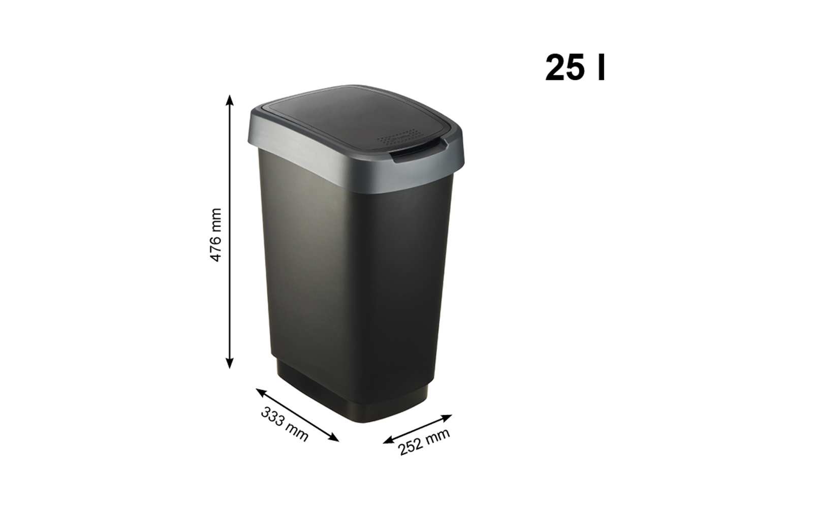 Image du produit Poubelle avec couvercle basculant et rabattable Twist Rotho 1