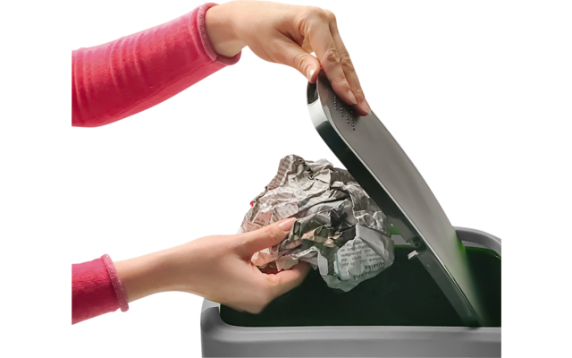 Product image Rotho Twist waste garbage can with swing and hinged lid 1