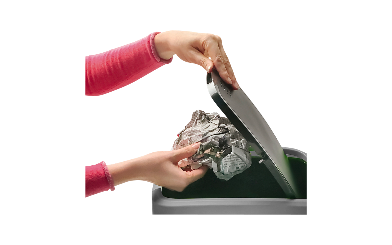 Product image Rotho Twist waste garbage can with swing and hinged lid 1