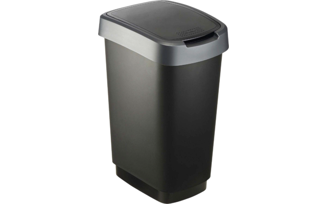 Rotho Twist waste garbage can with swing and hinged lid 25 liters dark silver