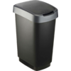 Rotho Twist waste garbage can with swing and hinged lid 25 liters dark silver