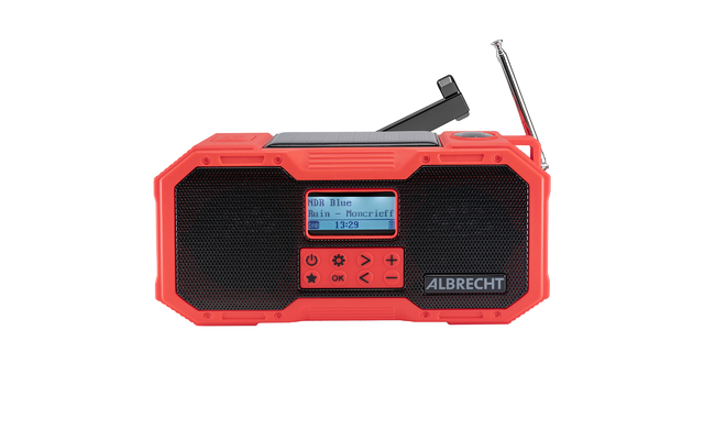 Albrecht DR 112 Radio a manovella per esterni con DAB Plus / Modulo solare / Bluetooth / Funzione powerbank 4 Ah