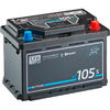 Schwarze Autobatterie mit blauen und roten Anschlüssen