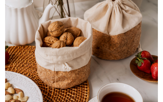 Nuts Innovations Broodzak Fruitmand Kurk met Koord Groot