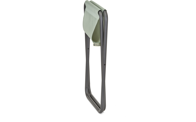 Klappstuhl mit grauem Sitz und Rückenlehne, Metallrahmen