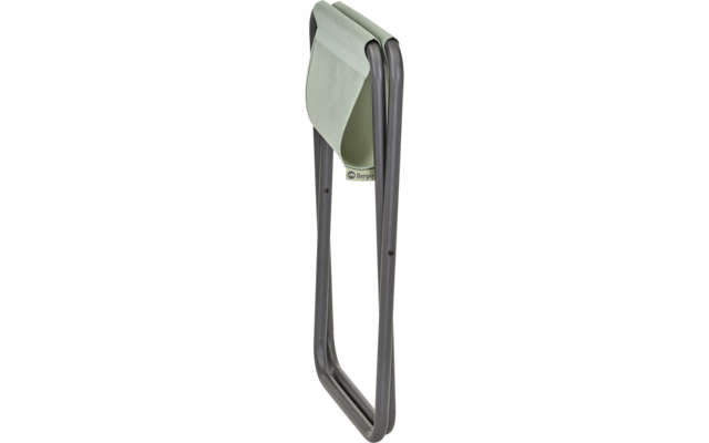 Vouwstoel met grijze zitting en rugleuning, metalen frame