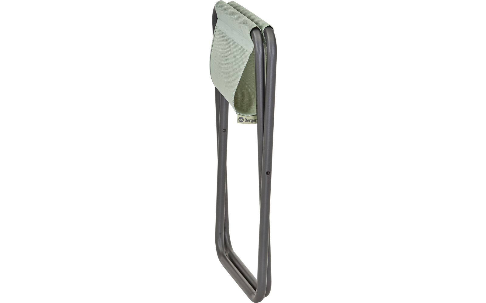 Vouwstoel met grijze zitting en rugleuning, metalen frame