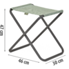 Grüner Klapphocker mit Metallgestell, Maße 47 cm Höhe, 46 cm Breite, 30 cm Tiefe