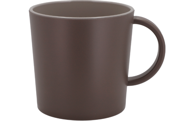 Braune Kaffeetasse mit Henkel auf weißem Hintergrund