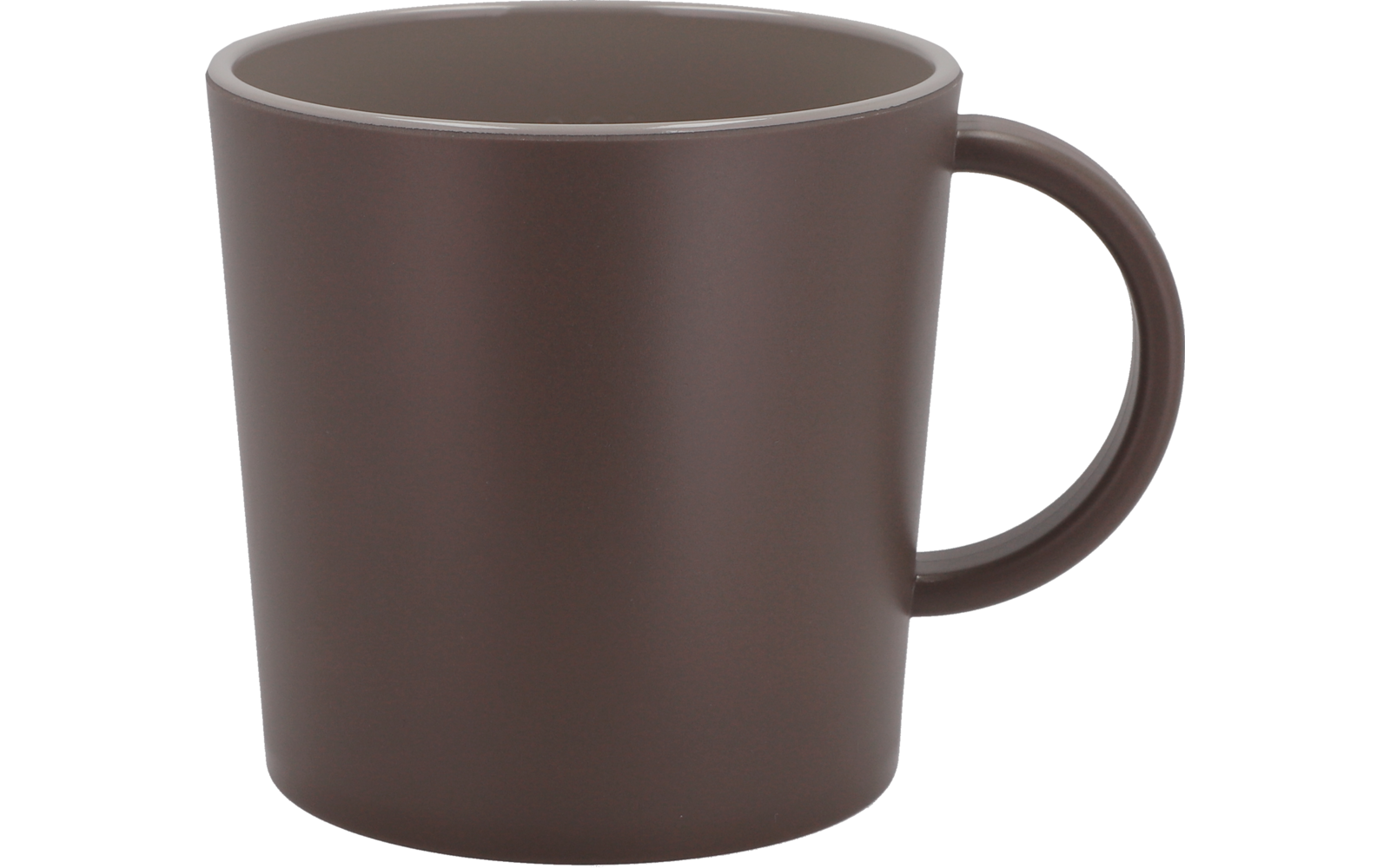 Braune Kaffeetasse mit Henkel auf weißem Hintergrund