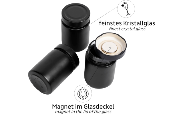 silwy® Feinkost-Magnetgläser 3er-Set All Black inkl. Metallleiste (192 ml) 