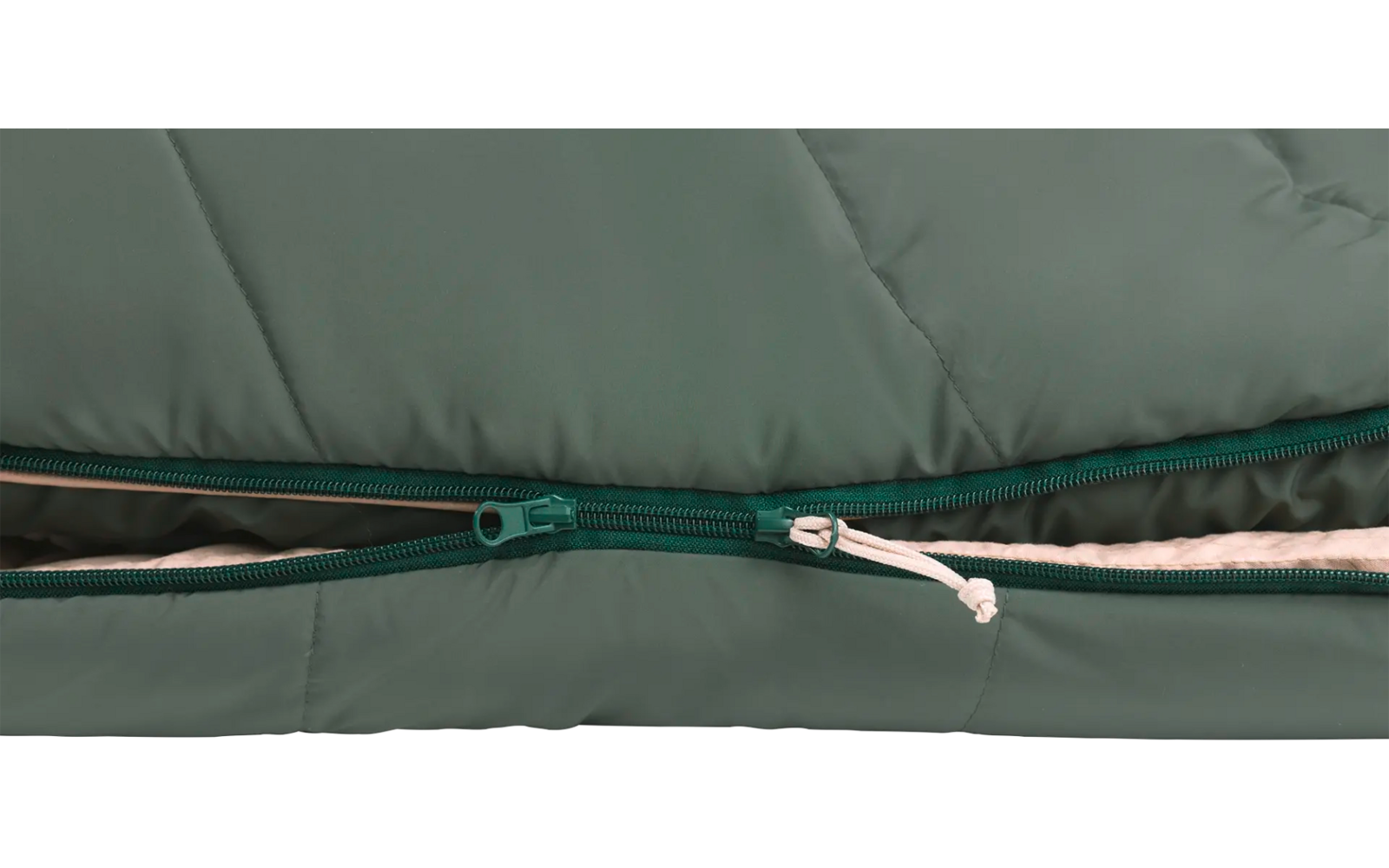 Open groene rits op een textiel