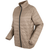 Beige gesteppte Jacke mit durchgehendem Reißverschluss und Stehkragen