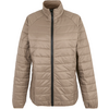 Beige gesteppte Damenjacke mit Stehkragen und durchgehendem Reißverschluss