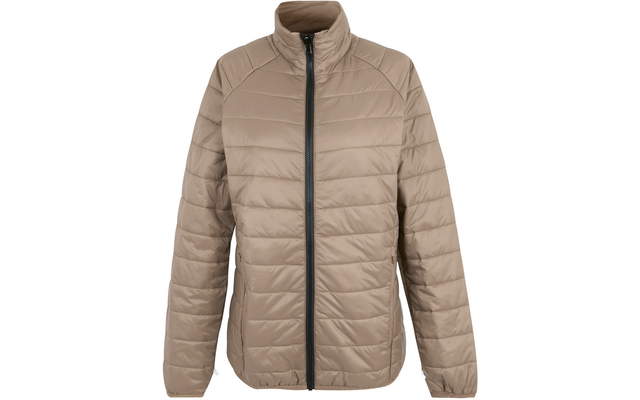 Beige gesteppte Damenjacke mit Stehkragen und durchgehendem Reißverschluss