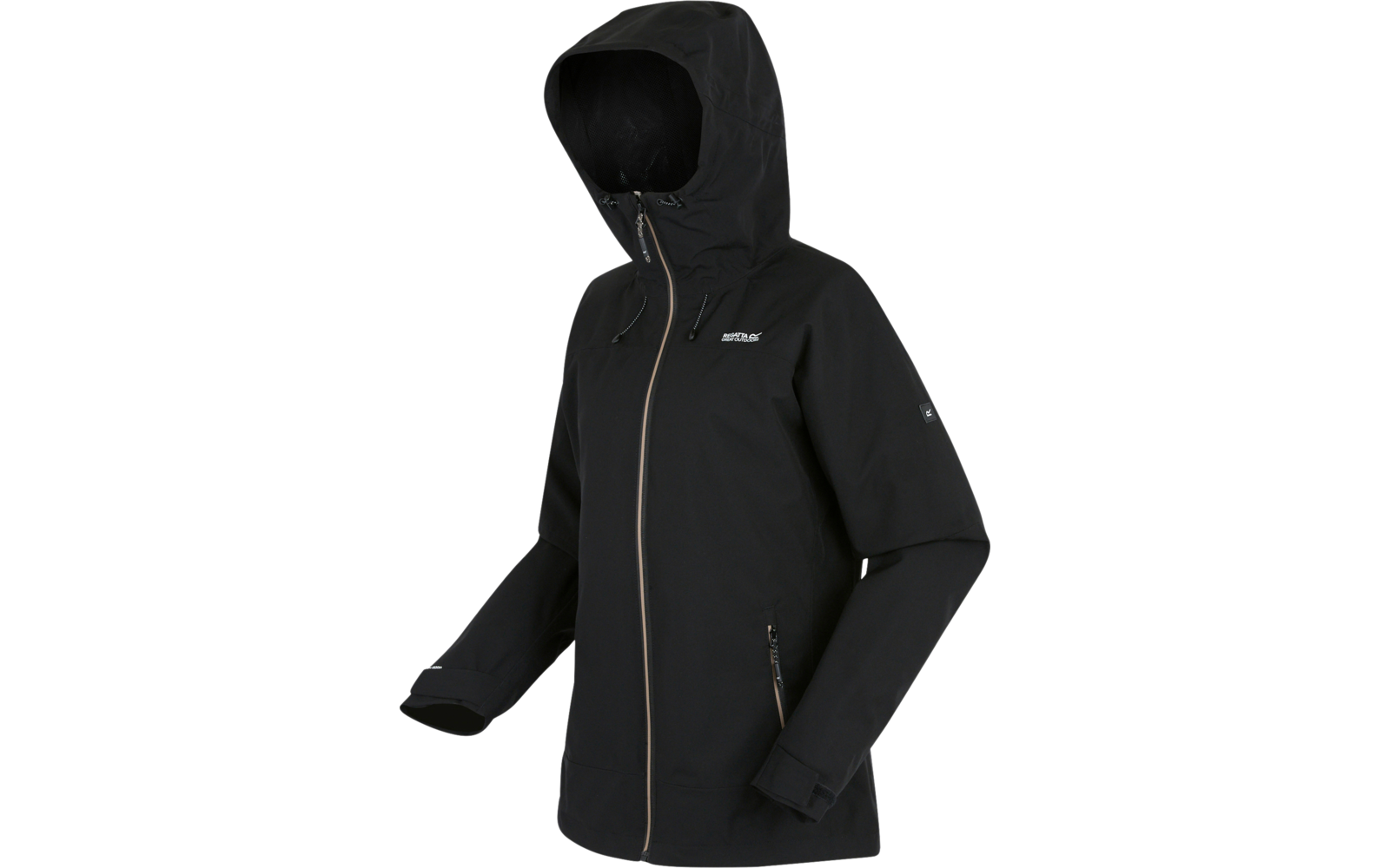 Schwarze Jacke mit Kapuze und Reißverschluss