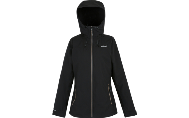 Schwarze Damenjacke mit Kapuze und Reißverschluss