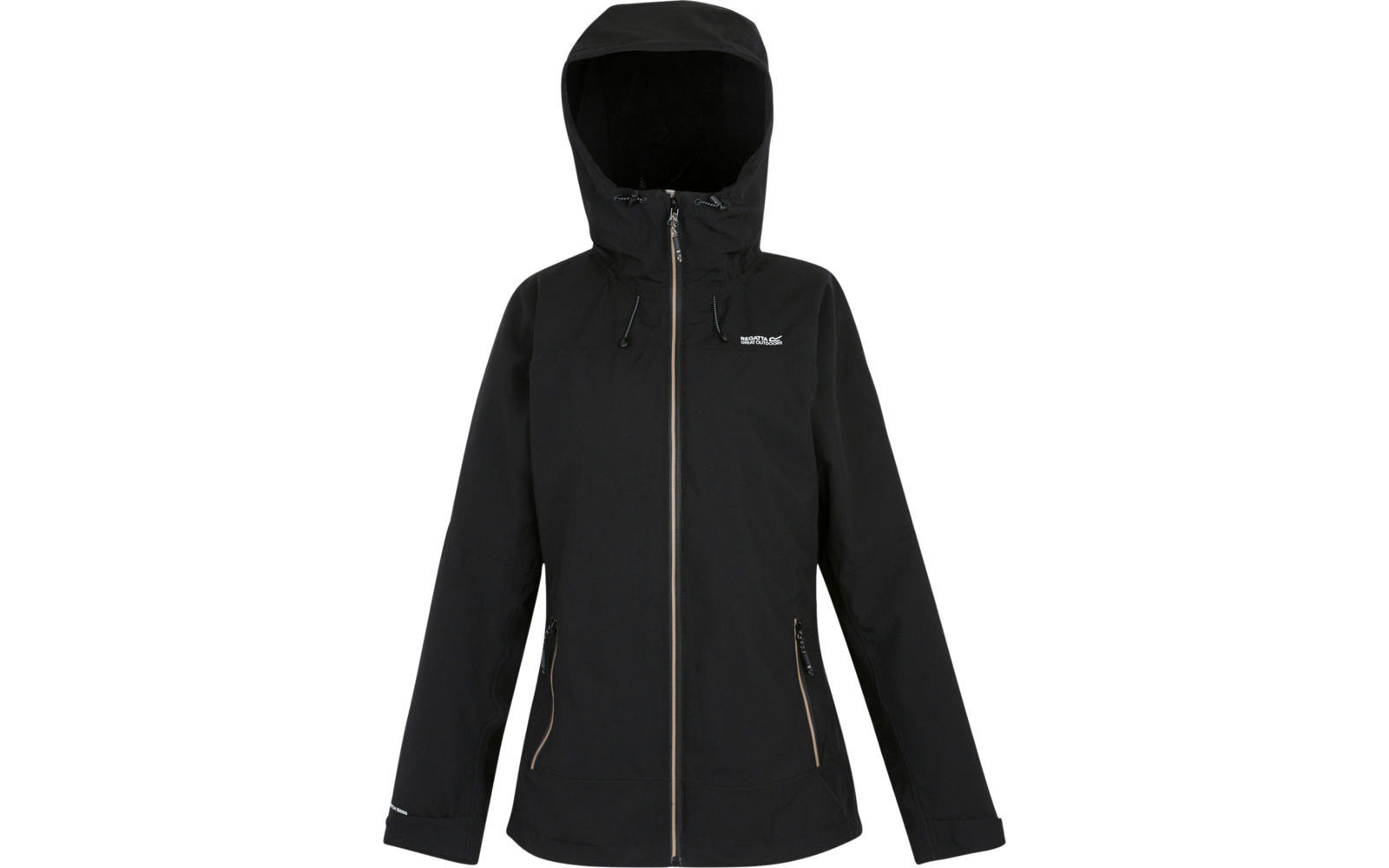 Schwarze Damenjacke mit Kapuze und Reißverschluss