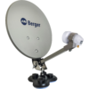 Gray satellite dish with external LNB and suction cup mount on white background