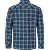 Blauw geruit overhemd met lange mouwen en knopen, achterkant