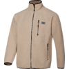 Beige Fleecejacke mit durchgehendem Reißverschluss, Stehkragen, Brusttasche mit Reißverschluss, zwei seitlichen Reißverschlusstaschen und kleinem rechteckigem Logo-Patch