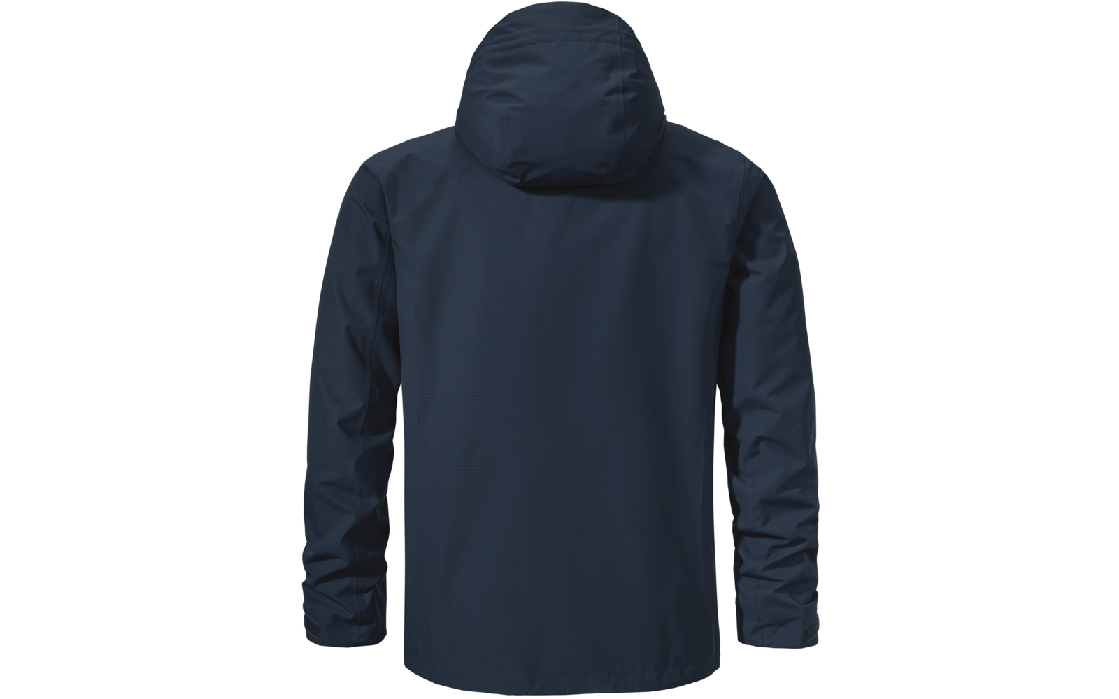 Veste à capuche bleu foncé, vue de dos sur fond blanc