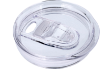 Transparent round plastic lid with sliding closure