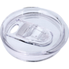 Transparent round plastic lid with sliding closure