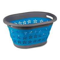 Panier &agrave; linge pliable avec poign&eacute;es Collapsible Laundry Basket bleu Kampa