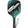 Schwarzer Pickleball-Schläger mit blauen und grünen Punkten