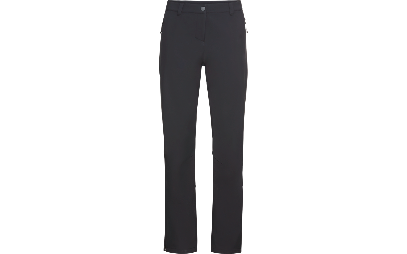 Schwarze, gerade geschnittene Hose mit Knöpfen und Reißverschluss vorne