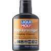Schwarze Kunststoffflasche mit orange-blauem LIQUI MOLY-Etikett, Aufschrift 'Displayreiniger / Display Cleaner', Piktogramme, '100 ml', 'Made in Germany'
