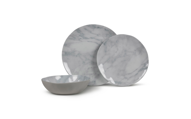Set de vaisselle Kampa Marble en mélamine 12 pièces